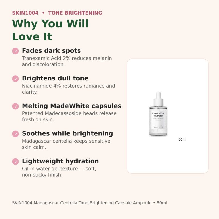 Benefits of SKIN1004 Tone Brightening Capsule Ampoule - fades dark spots, brightens tone, MadeWhite capsules