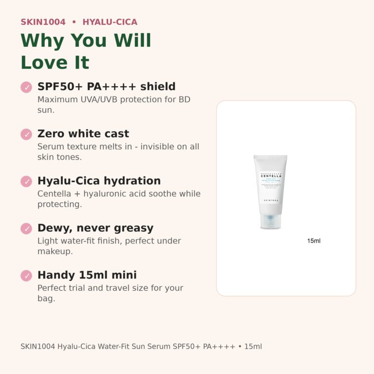 Benefits of SKIN1004 Sun Serum 15ml mini - SPF50+ PA++++, no white cast, travel size