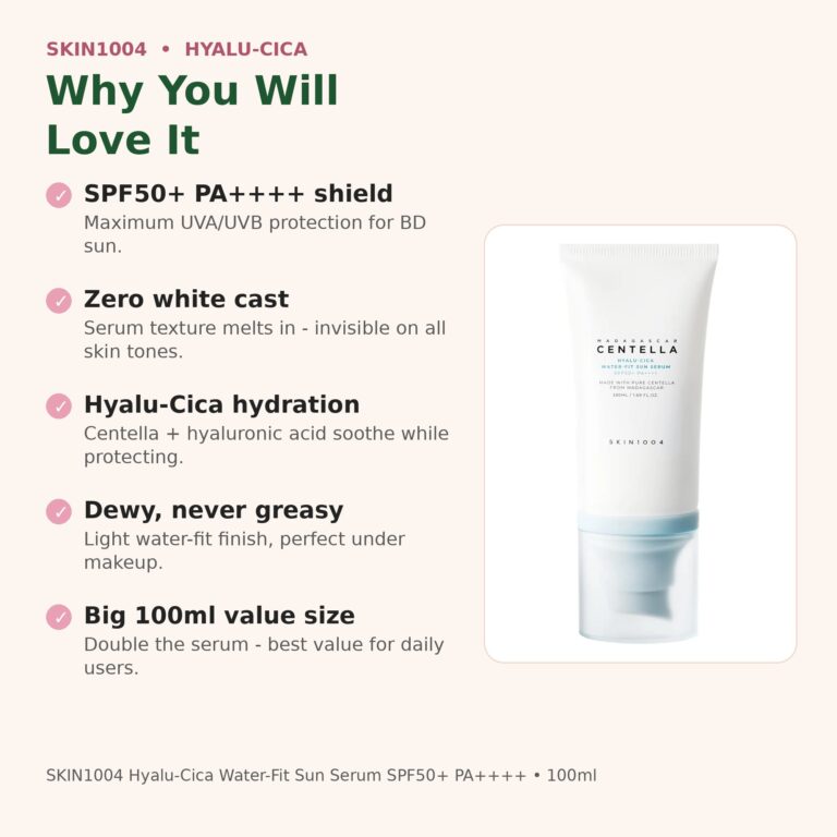 Benefits of SKIN1004 Hyalu-Cica Sun Serum 100ml - SPF50+ PA++++, no white cast, best value size