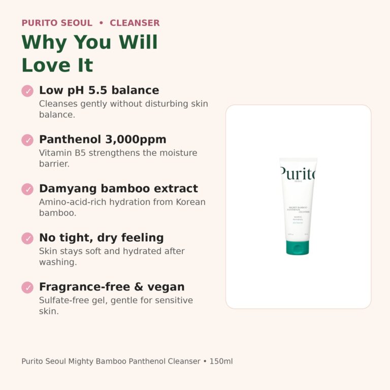 Benefits of Purito Mighty Bamboo Panthenol Cleanser 150ml - low pH 5.5, panthenol, barrier care