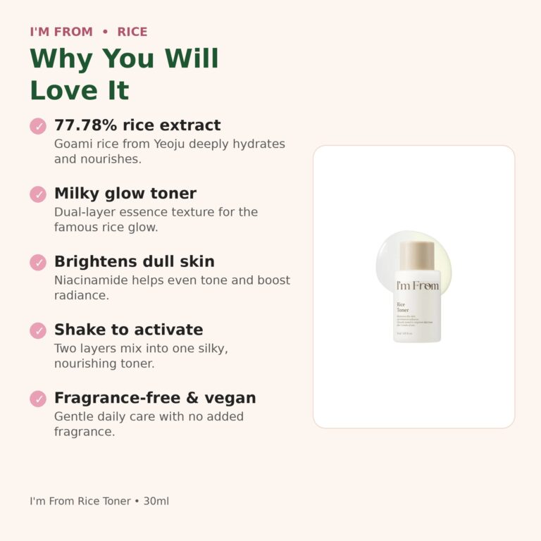 Benefits of I'm From Rice Toner 30ml - 77.78% rice extract, brightening and deep hydration