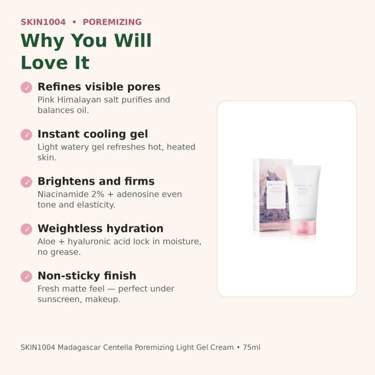 Benefits of SKIN1004 Poremizing Light Gel Cream - refines pores, cooling gel, oil control moisturizer