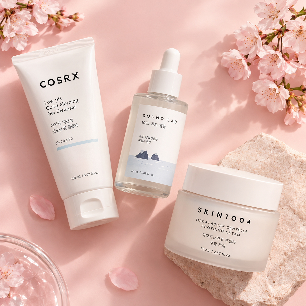 COSRX, Round Lab and SKIN1004 Korean skincare cleanser, serum and moisturizer - K2B Bangladesh