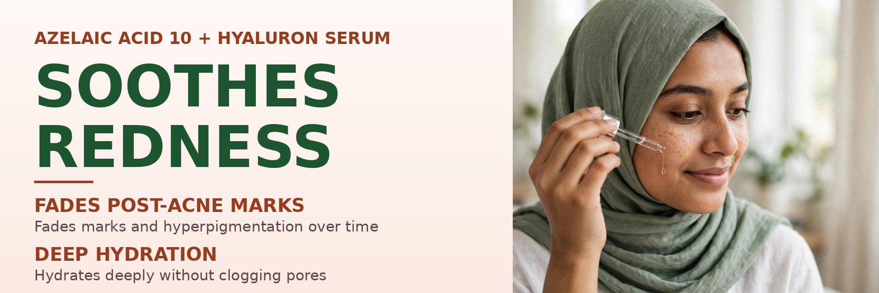 Anua Azelaic Acid 10 Hyaluron Redness Soothing Serum model applying serum drop