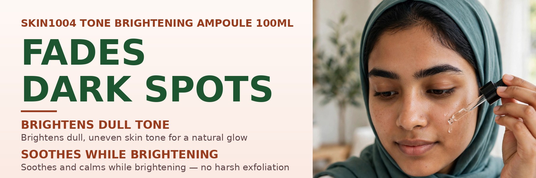 SKIN1004 Madagascar Centella Tone Brightening Capsule Ampoule 100ml model applying serum drop
