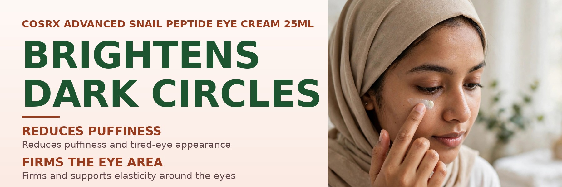 COSRX Advanced Snail Peptide Eye Cream 25ml model applying eye cream