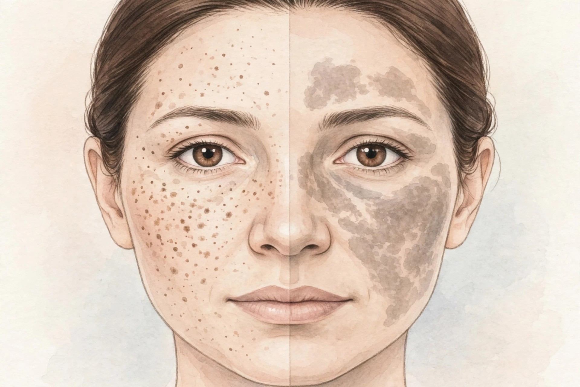 Sun spots vs mesta (melasma) parthokko illustration | K2B
